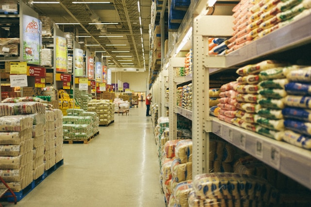 The aisle in a grocery store