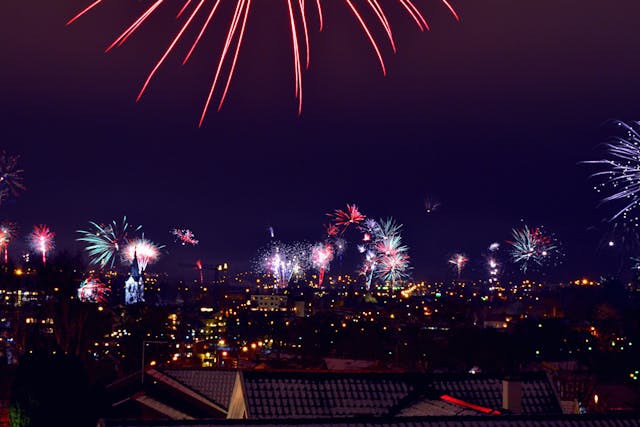 Fireworks going off in the sky